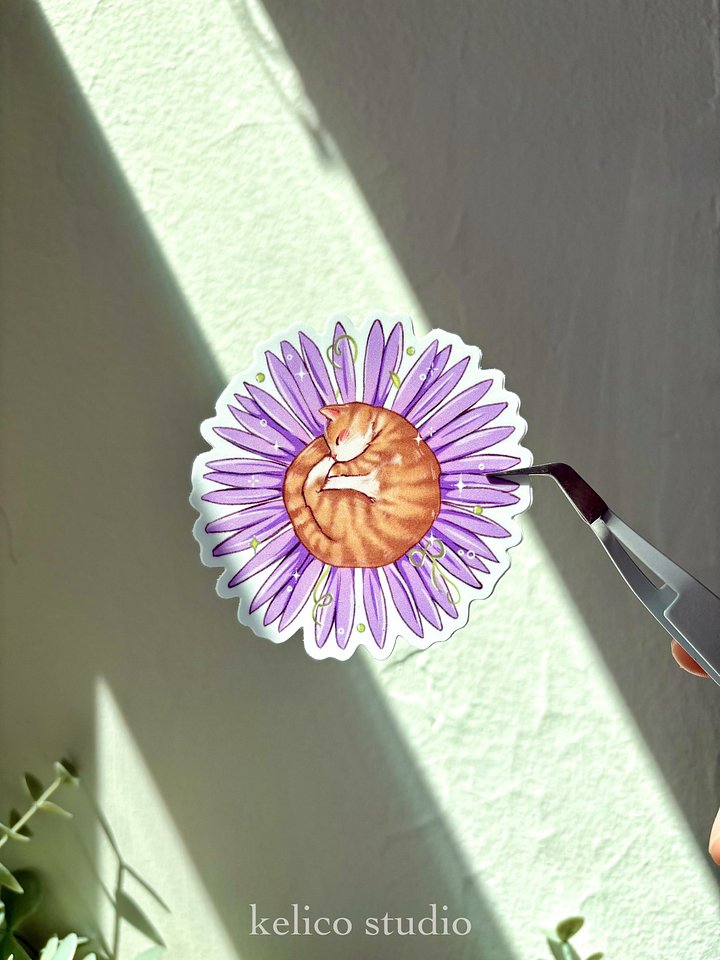 sleeping daisy cat (secondary series) • die-cut sticker product image (2)