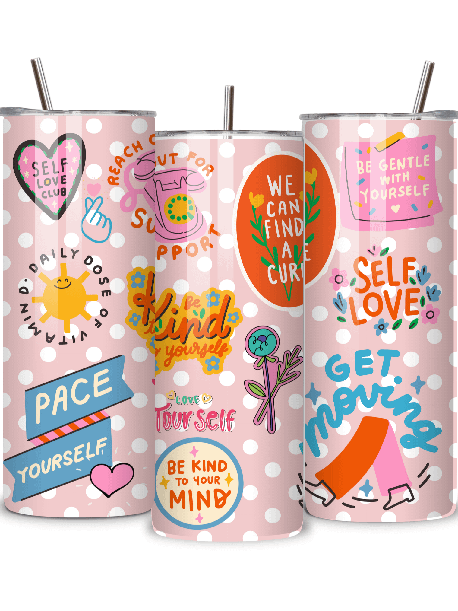 Inspirational Quotes 20oz Skinny Tumbler, Motivational Design, Double-Walled Insulated Stainless Steel, Metal Straw, Gift for Women, Teens, and Positivity product image (1)