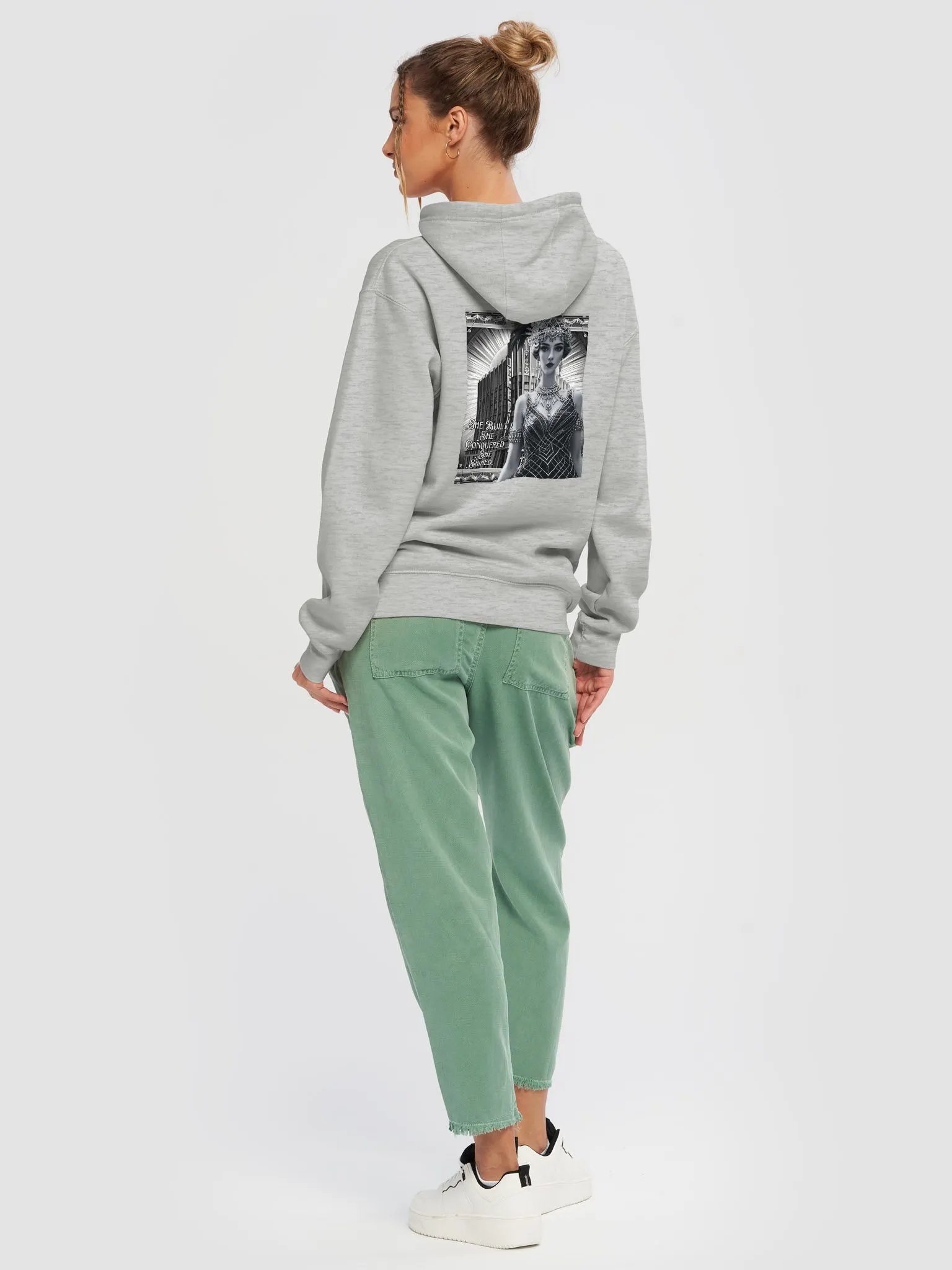 She Built, She Conquered, She Shined Back Graphic – 1920s Glamour Hoodie product image (6)
