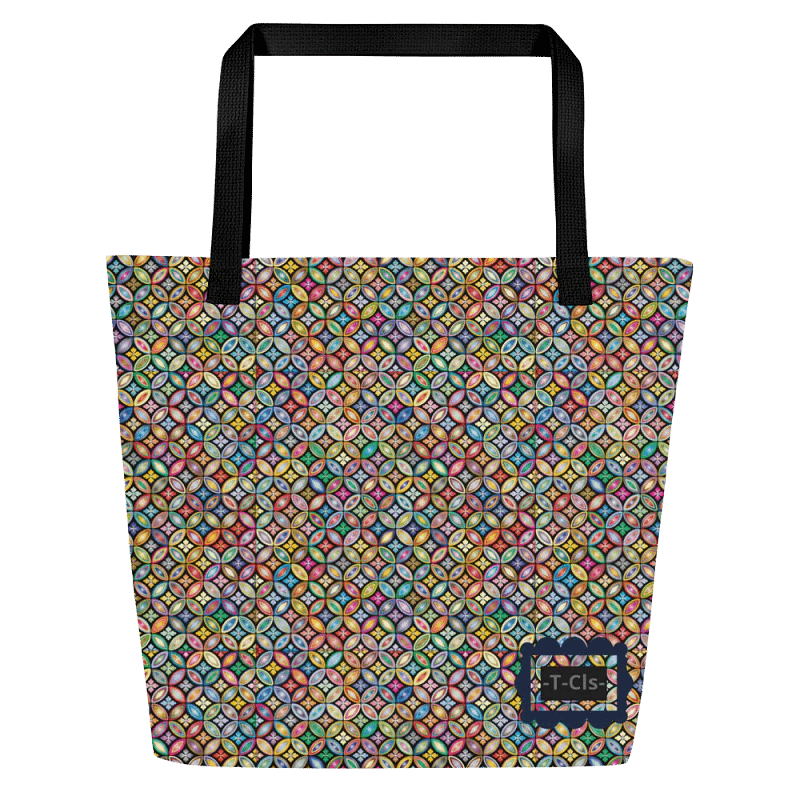 -T-Cls-' Wedding Rings Quilt-Look, Large 16" x 20" Fade Resistant , Machine Washable Tote / Shopper Bag