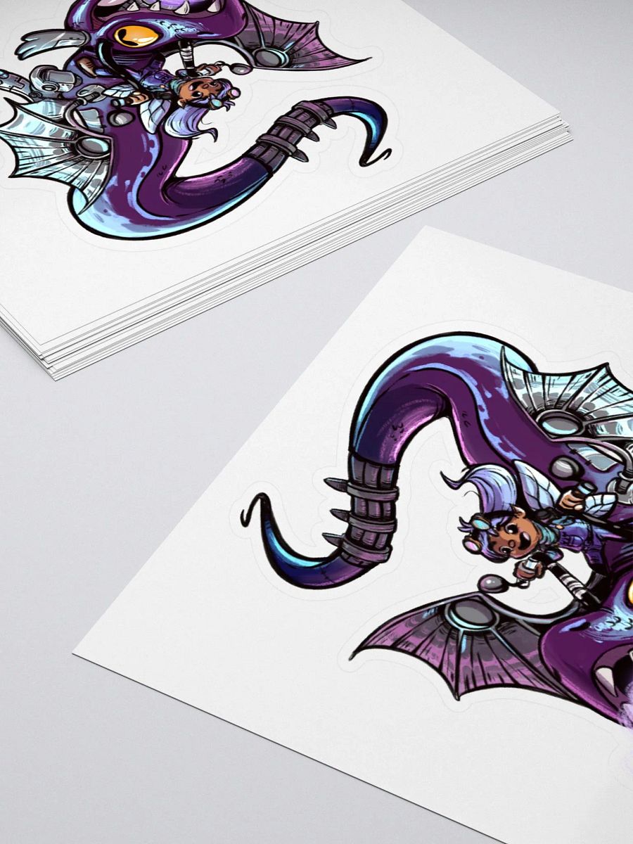 Cyberpunk Fairy Riding Cyborg Dragon Sticker - Sci-Fi Fantasy Decal product image (4)