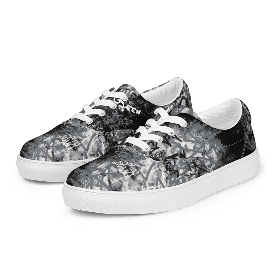 Black and White Graffiti | Women's Lace-Up Canvas Shoes product image (2)