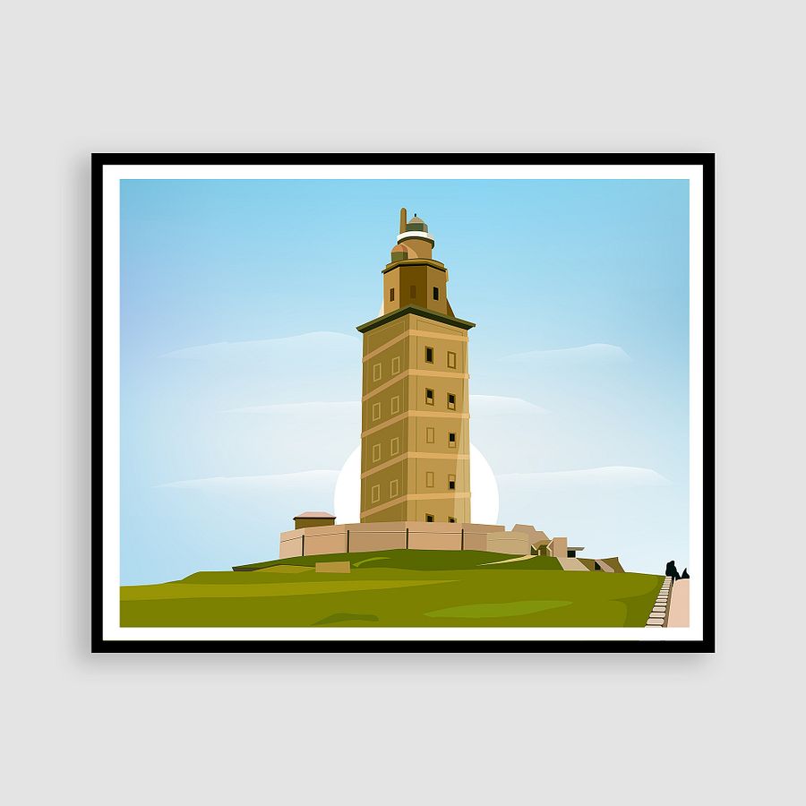 Tower of Hercules – Spain - Vectorized wall poster product image (1)