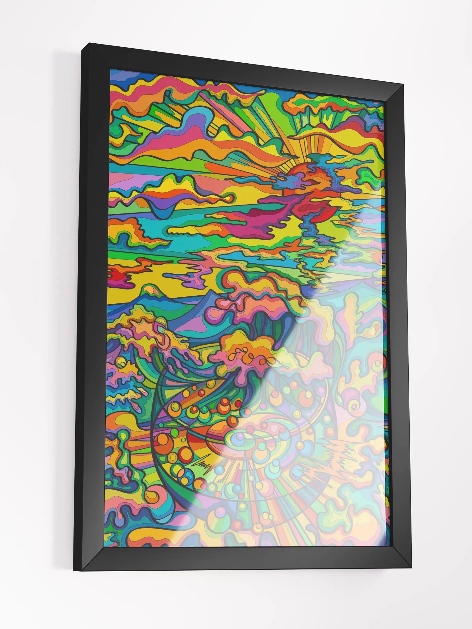 Vibrant Ayous Wood Framed Poster - Sunset & Glass product image (3)