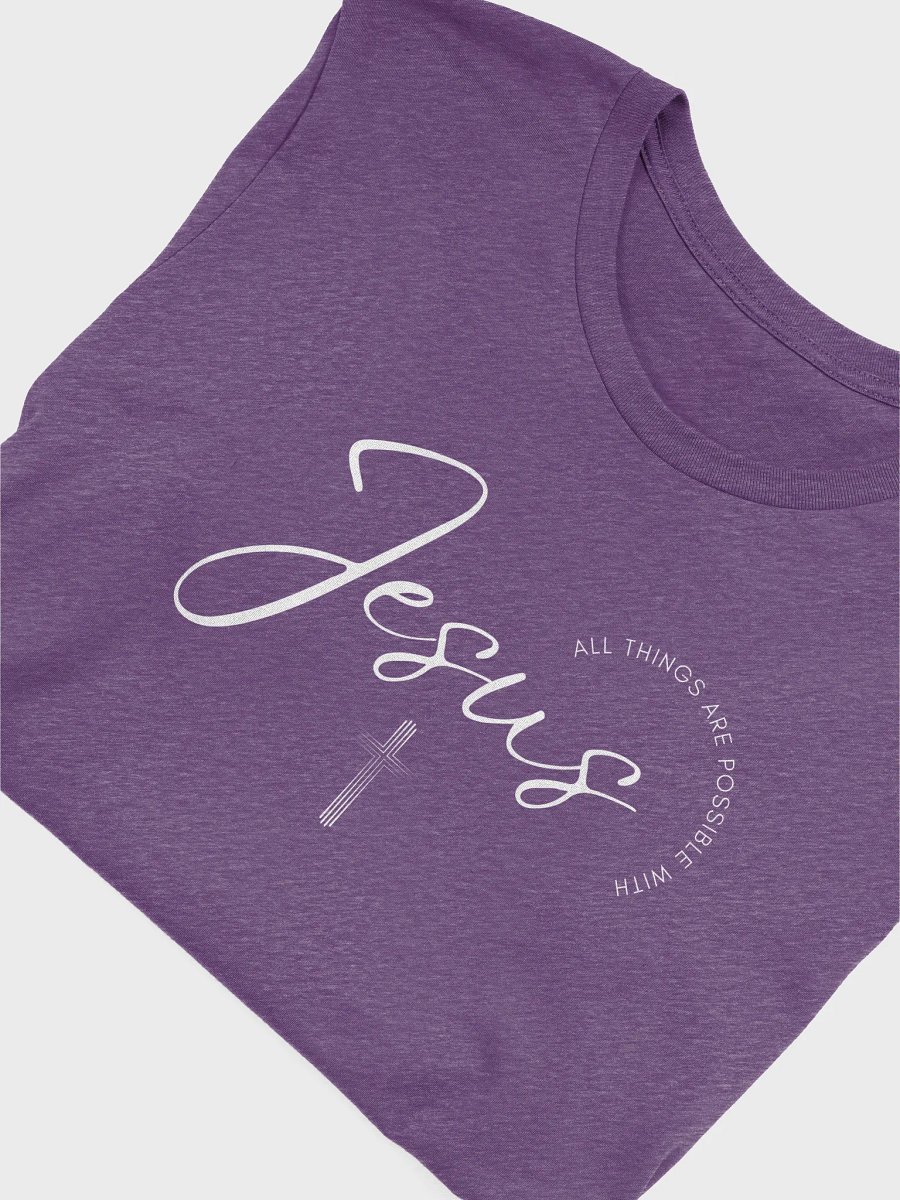 Christian T-Shirt - 'All Things Are Possible with Jesus' Inspirational Cross Design product image (5)
