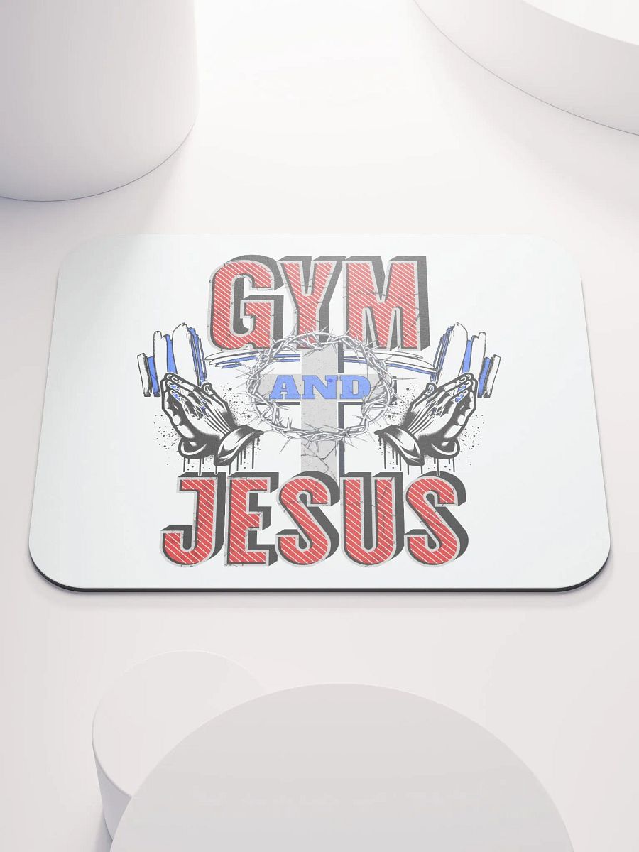 Gym And Jesus Weightlifting Spiritual Fitness Mouse Pad product image (2)