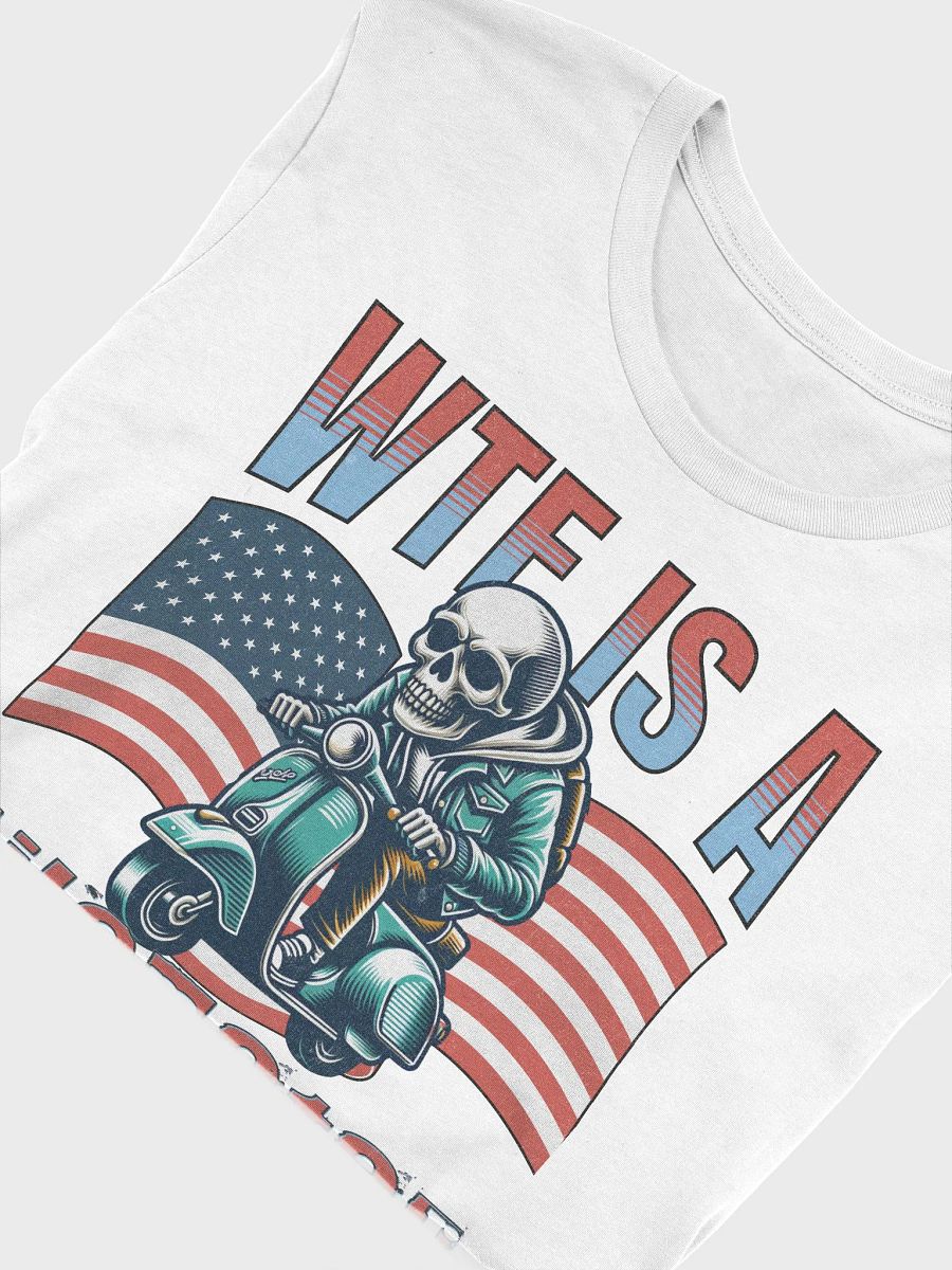 WTF Is A Kilometer? Skeleton Scooter Rider T-Shirt product image (3)