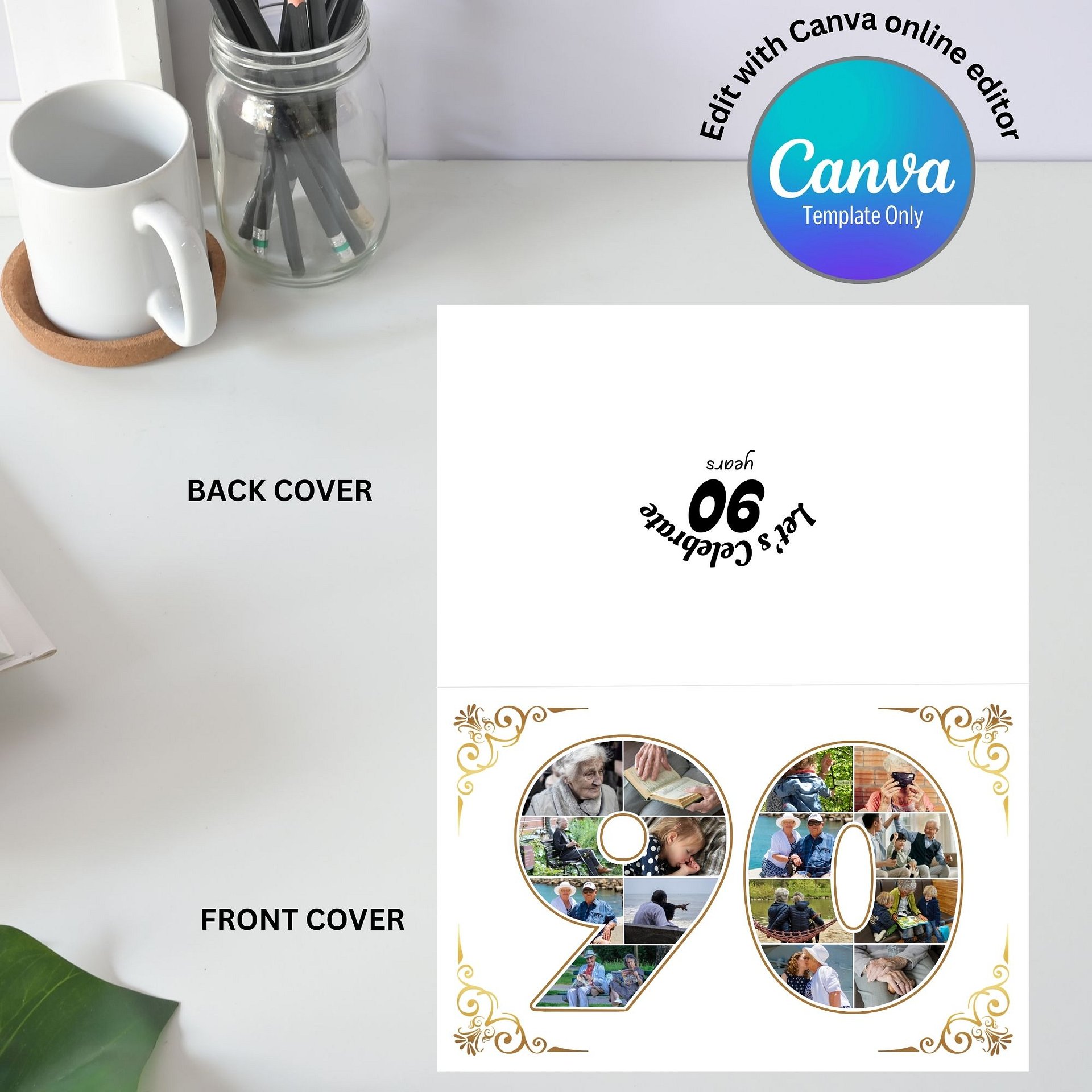 Ninety Year Celebration Card Photo Collage Canva Template product image (5)