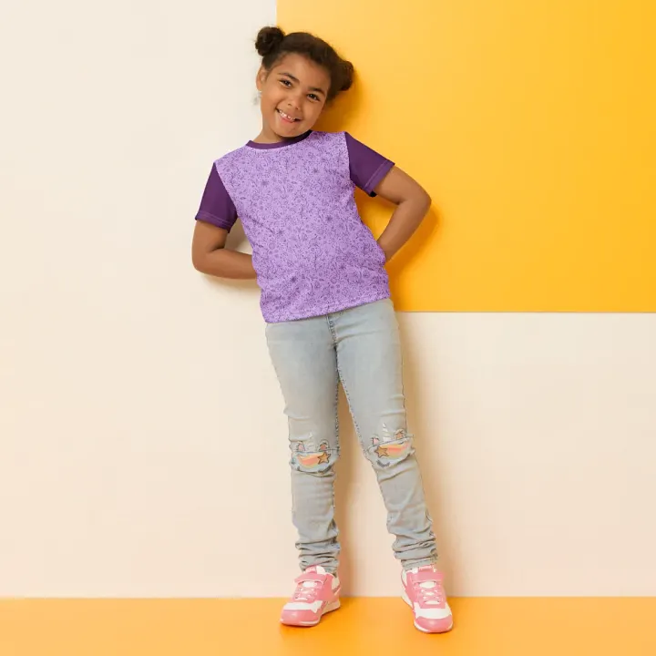 Light Purple Lilac Floral Kid's Crew neck T-shirt product image (2)