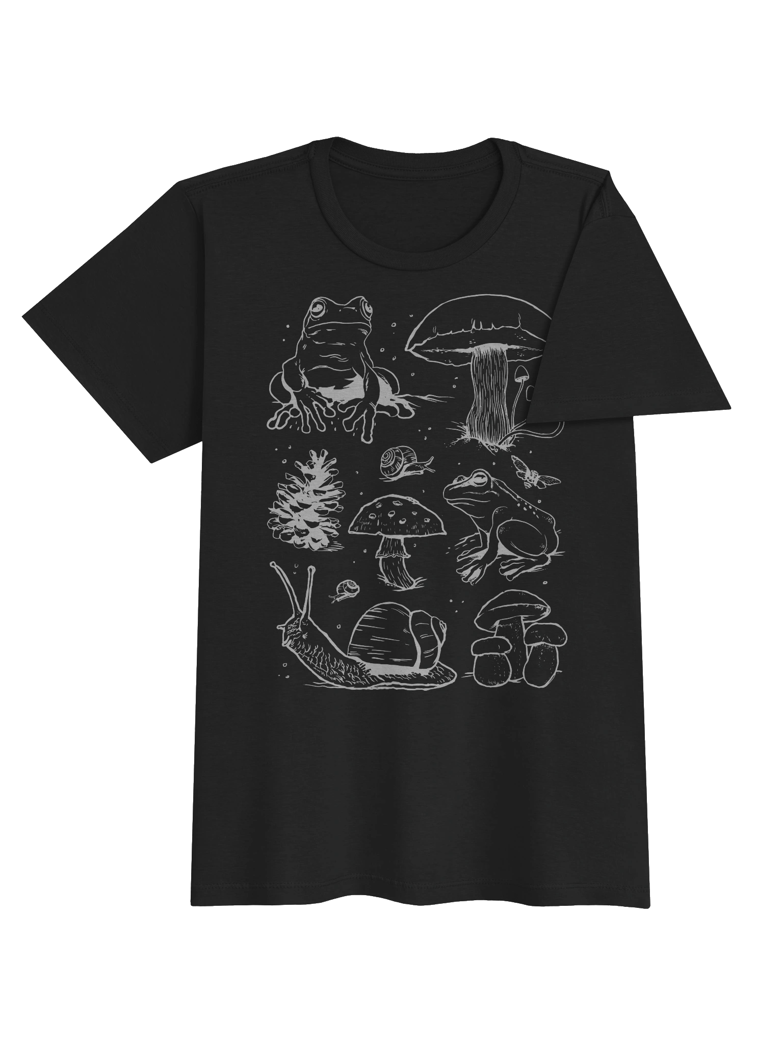 Cotterage Whimsical Mushroom and Snail Sketch Women's Tee product image (13)