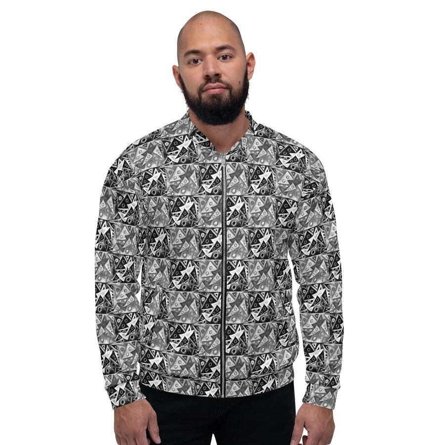 Abstract Triangles in Grey, Black and White Unisex Bomber Jacket product image (1)
