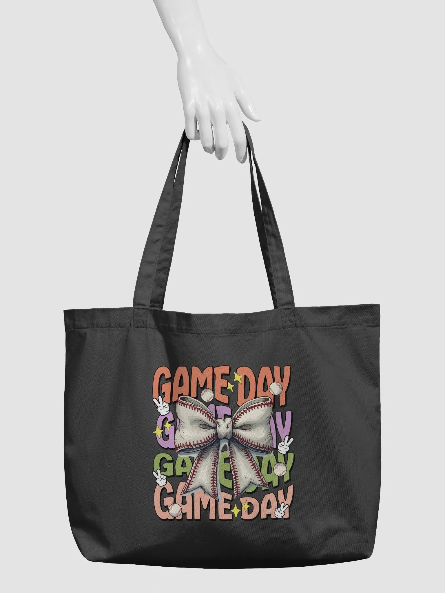 Game Day Bow Baseball Celebration Organic Tote product image (3)