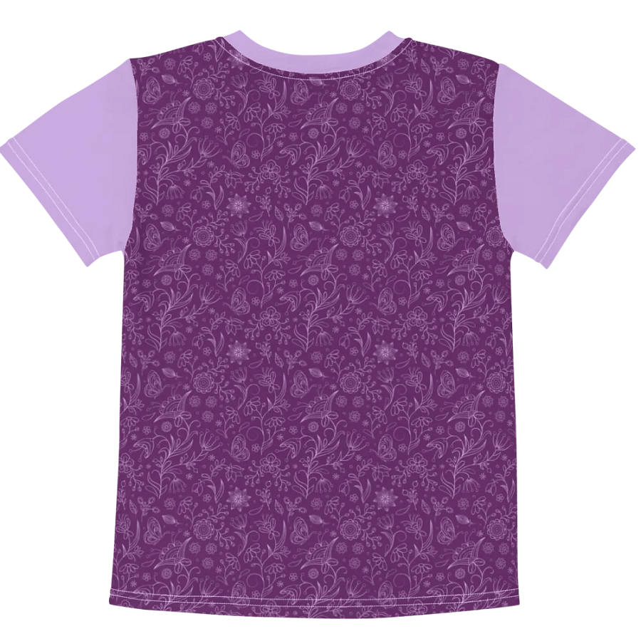 Dark Purple Floral Kid's Crew Neck T-shirt product image (6)