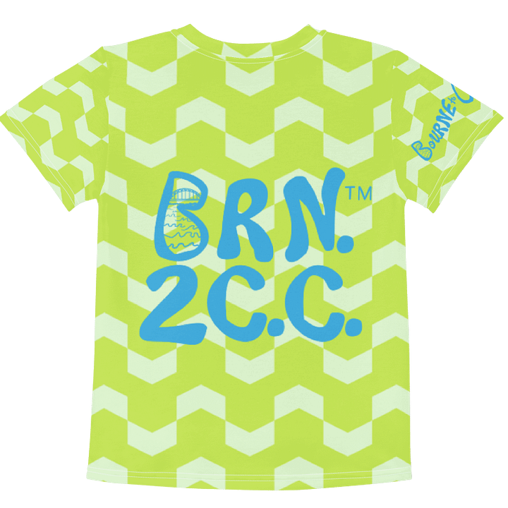 Boys' | Little Kids T-Shirt | BOURNE to Cape Cod™ | Vibrant Coastal Tee for Kids | Blue Logo on Citrine Arrows product image (2)