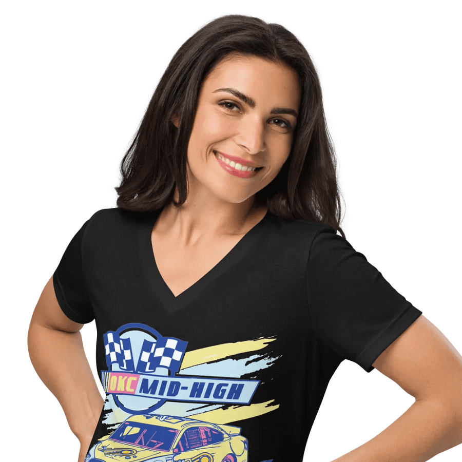 Retro Racing Chic V-Neck Tee product image (10)