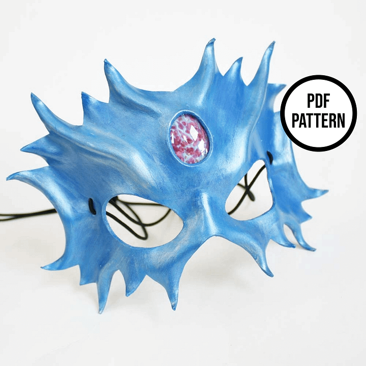 Leather Mask with Cabochon Inlay - PDF Pattern for Leathercraft product image (1)