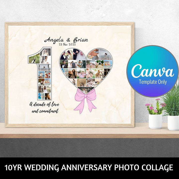 10 Year Anniversary Photo Collage Canva Template product image (1)
