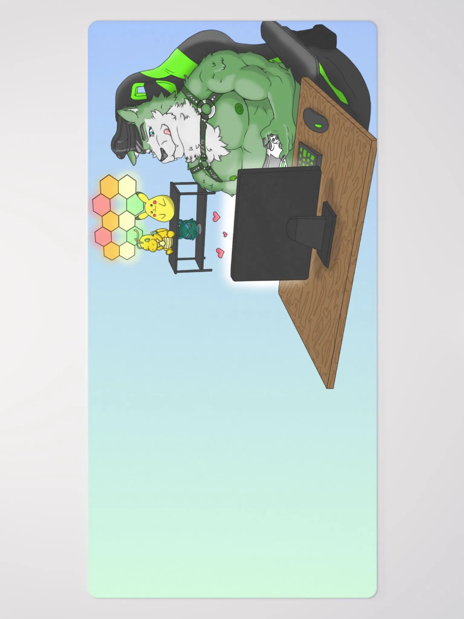 Cozy Wolf Dad Gaming Mouse Pad (Sky Blue / Right) product image (2)