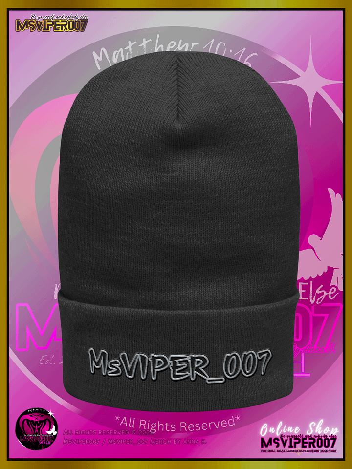 Cuffed Beanie [ Embroidered Design(s) ] - "MsViper_007™ Brand [gray/blk] - Support&Sport" Stylish Beanie by Anna H. product image (1)
