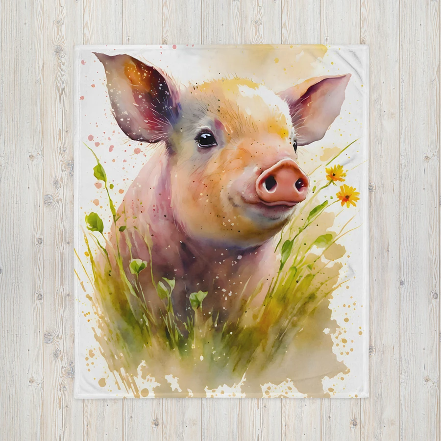 Cute Piglet Floral Pig Farm Animals Throw Blanket product image (4)