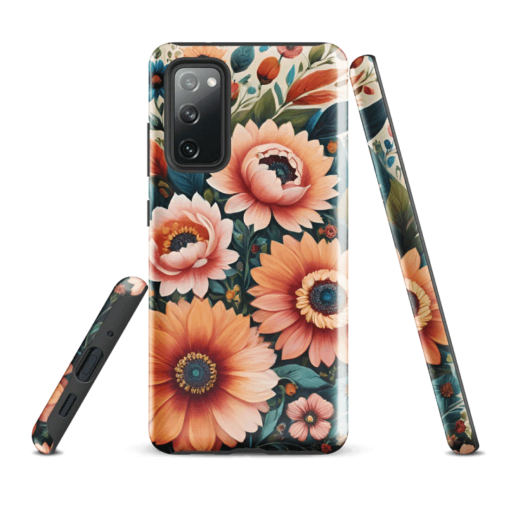 Tough Phone Case for Samsung® - Pink and Peach Flowers Painting product image (1)