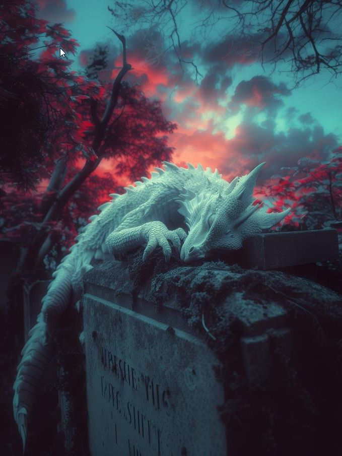 White dragon on a tomb - Digital download product image (1)