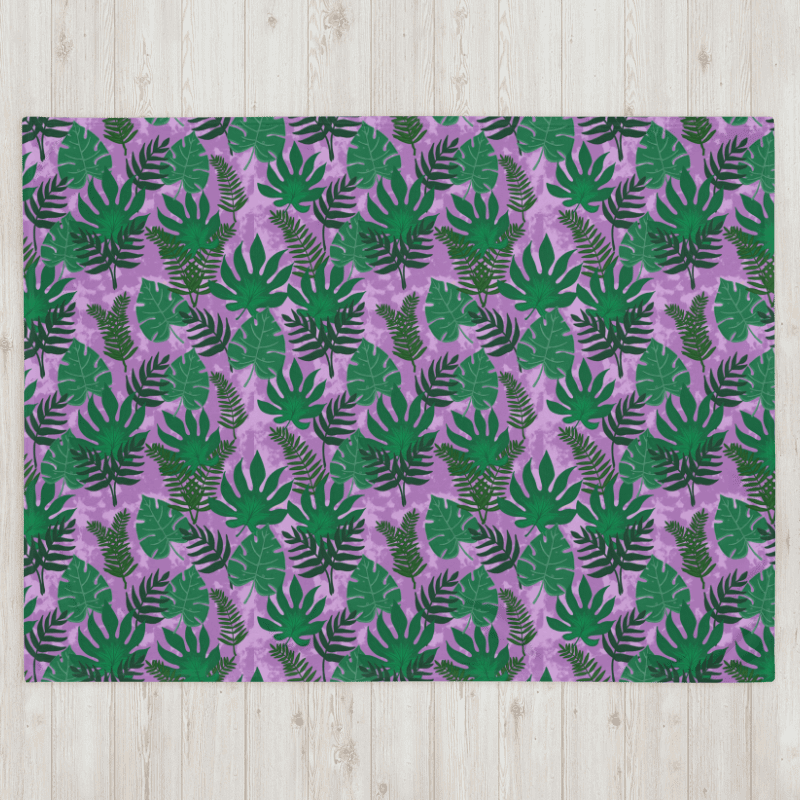 Jungle Leaves Pattern Throw Blanket- Purple Background product image (3)