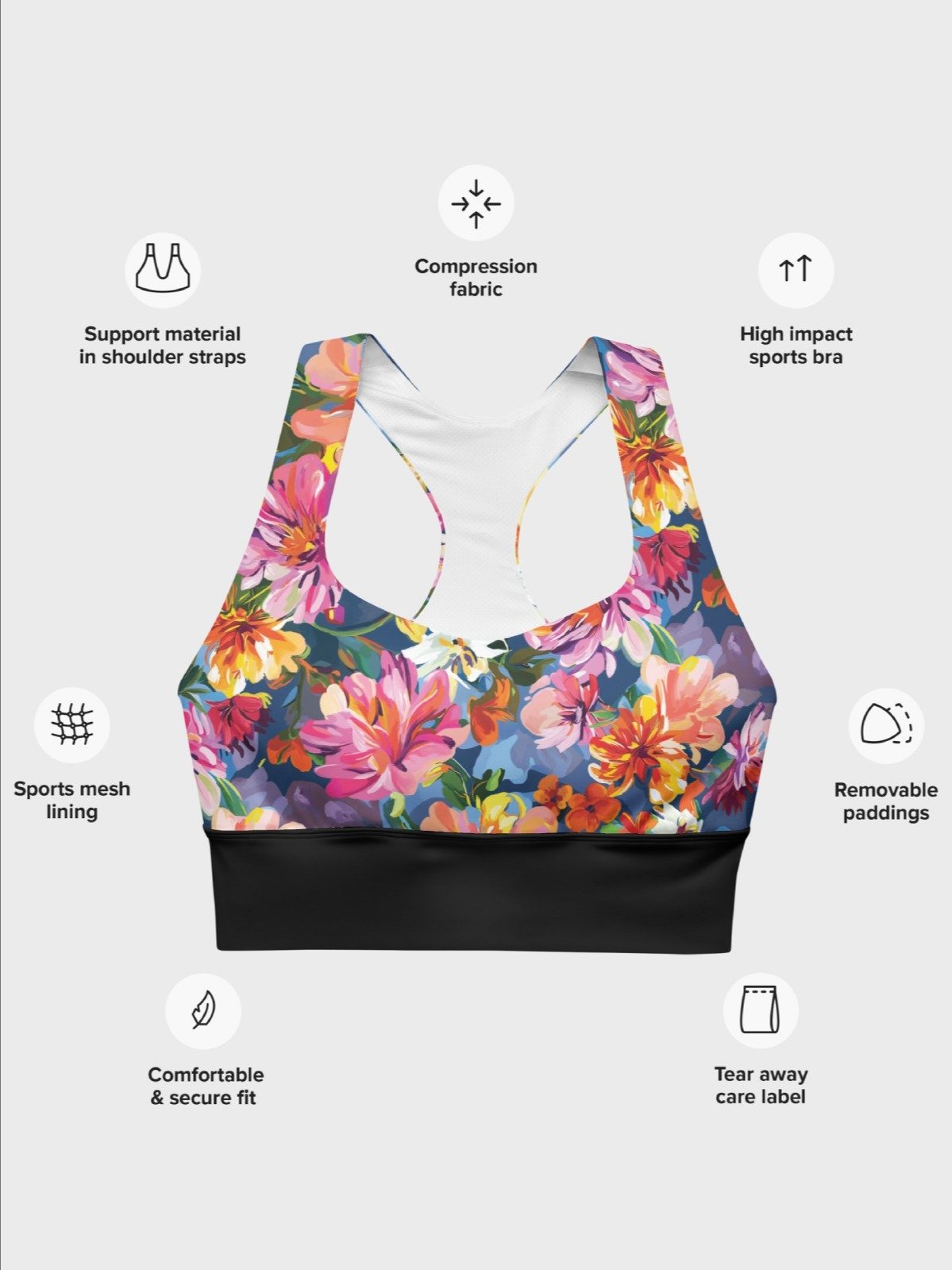 Hight Impact Bra "Bold Abstract Florals" product image (6)