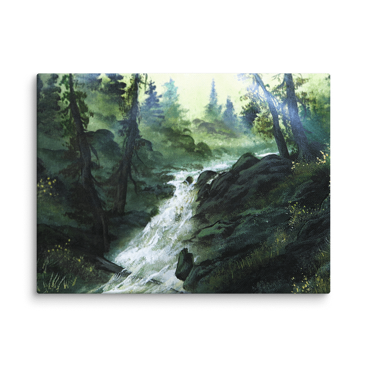 Moonlight Deep Forest Waterfall Acrylic Landscape Painting product image (8)