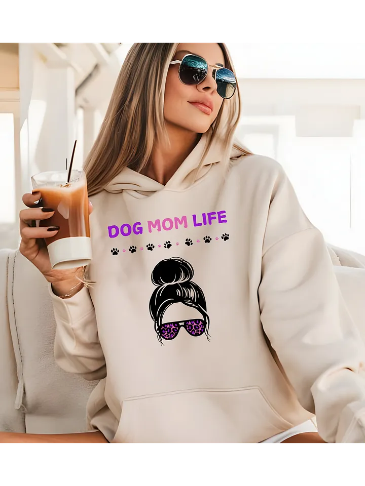 Dog Mom Life - Cool Lady in Cheetah Sunglasses Gildan Classic Hoodie product image (7)
