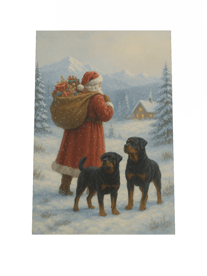Snowy Santa Claus & Rottweilers Poster product image (2)