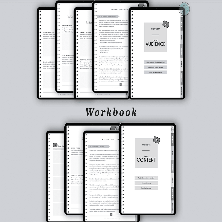 YouTube Digital Planner and Workbook Kit - Grayscale product image (8)