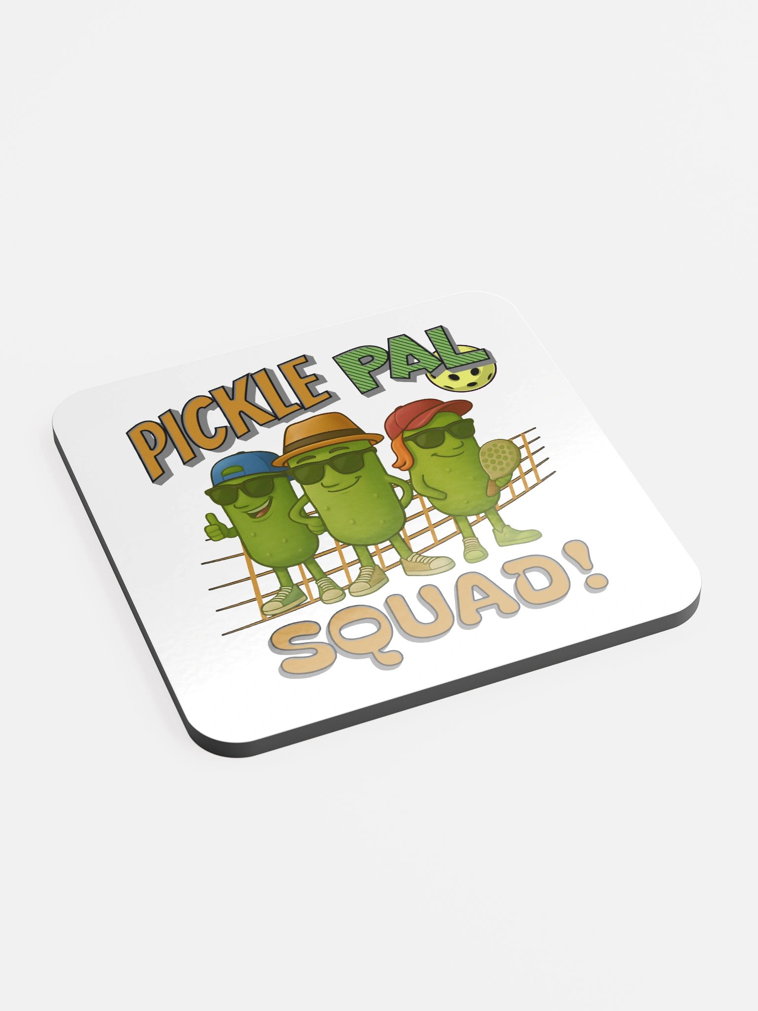 Pickle Pal Squad Pickleball Glossed Cork Coaster product image (3)