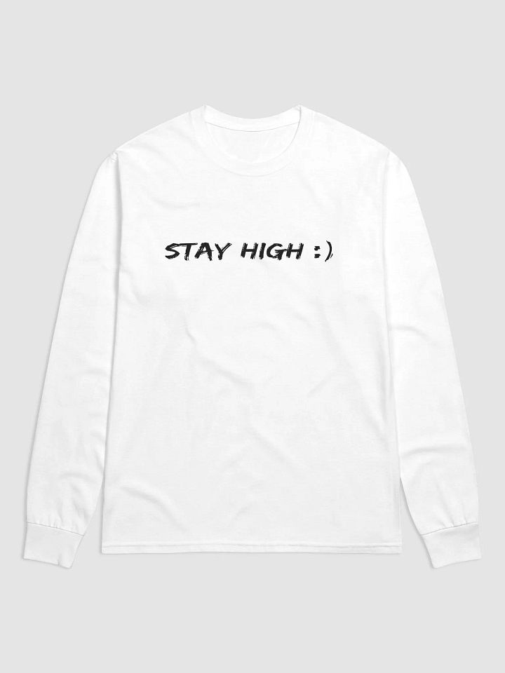 White Champion Long Sleeve Stay High Shirt (Black Text) product image (1)