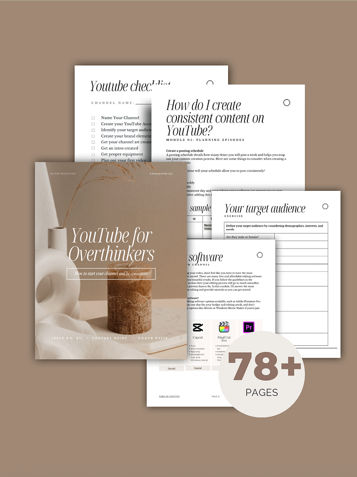 YouTube for Overthinkers Guide/Workbook product image (2)