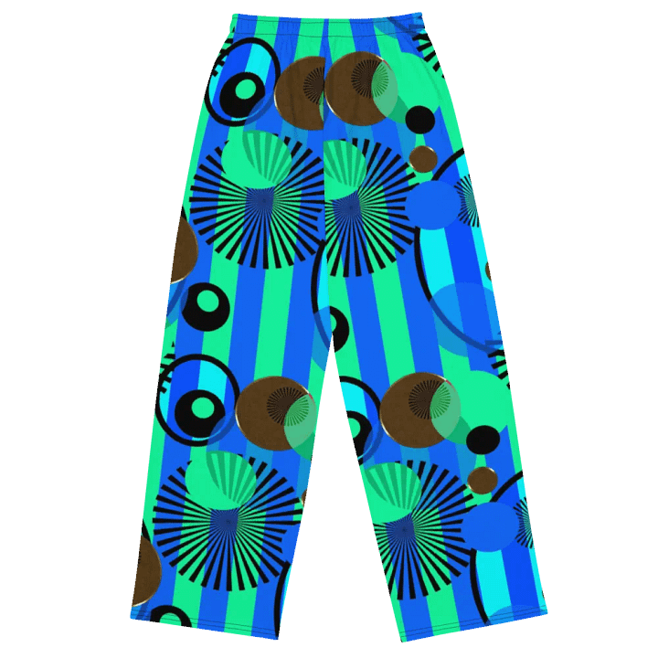 Green Blue Stripes Dots Wideleg Pants product image (1)