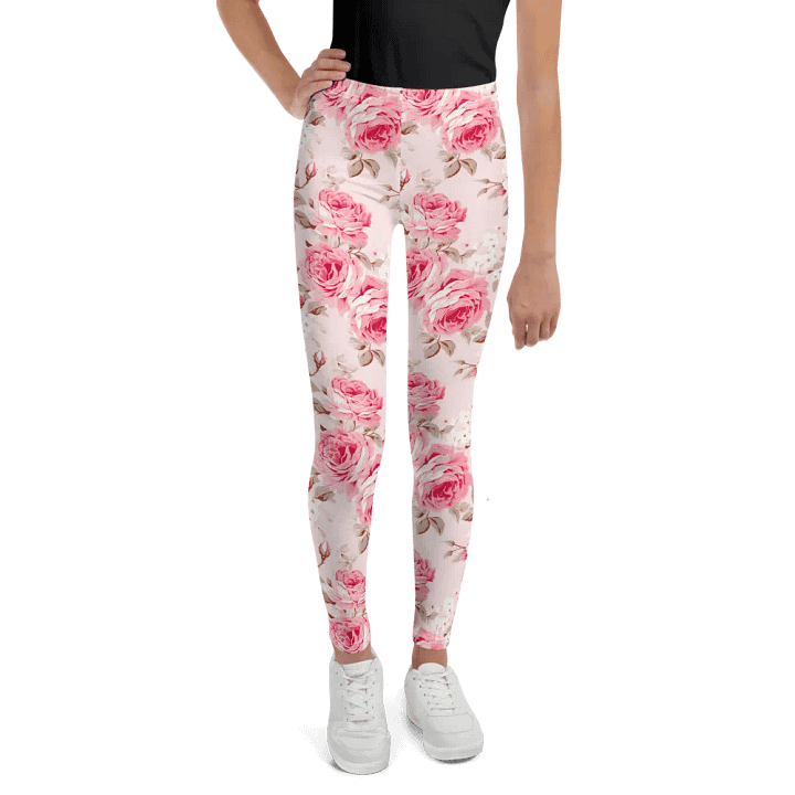 Girl's Large Pink Roses Leggings product image (1)
