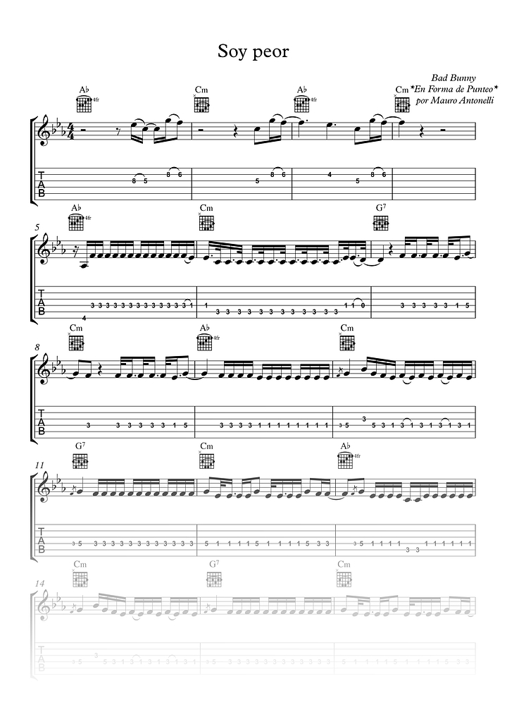 Soy peor - Partitura + Tab + Acordes + Pista product image (1)