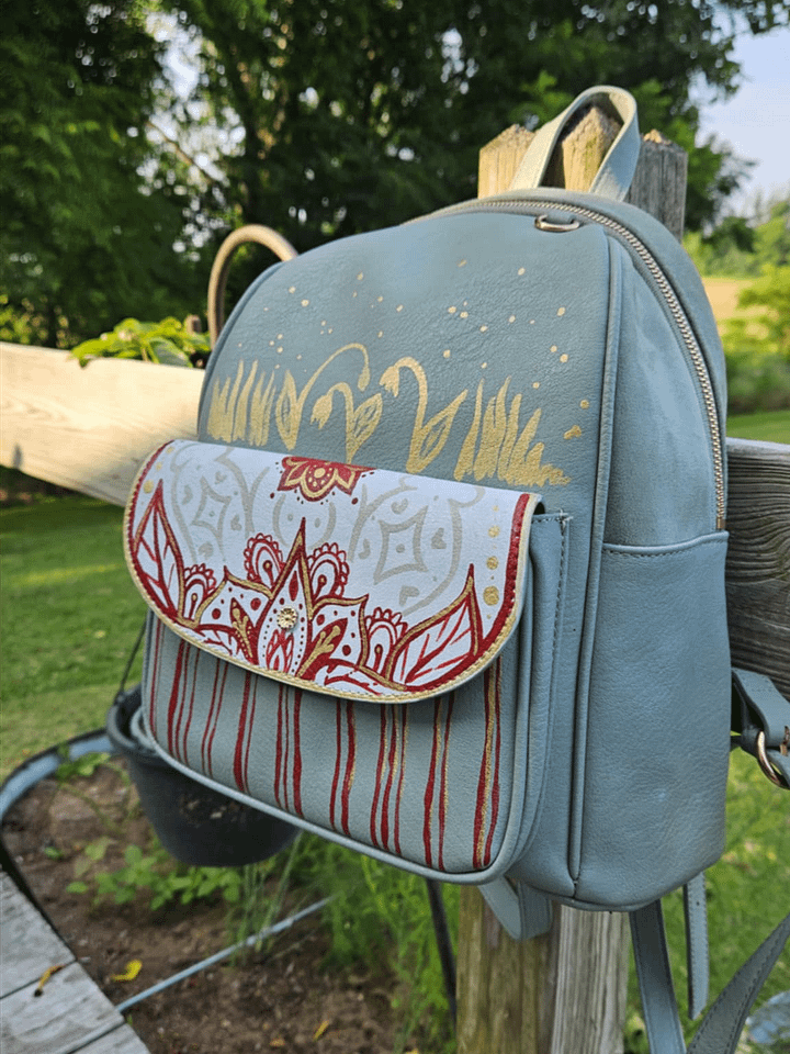 Custom Hand Painted Mini Backpack *Stay Present* Secret Reminder Bag product image (1)
