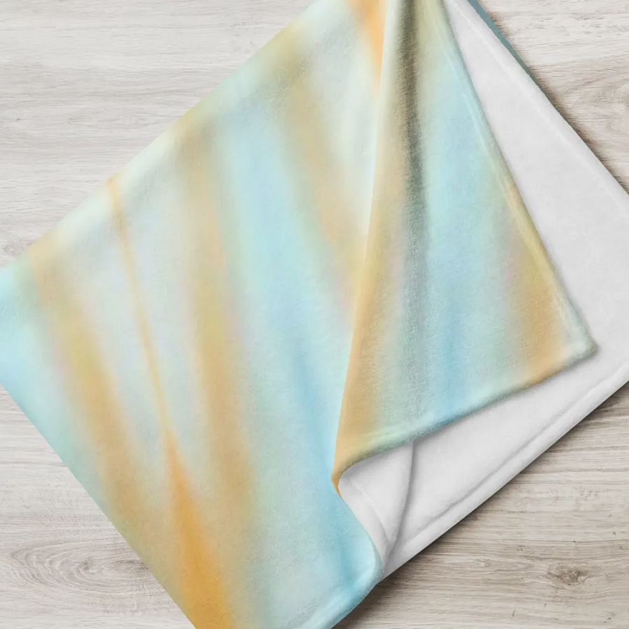 Blue Orange & White Striped Feathered Slanted Pattern Throw Blanket product image (8)