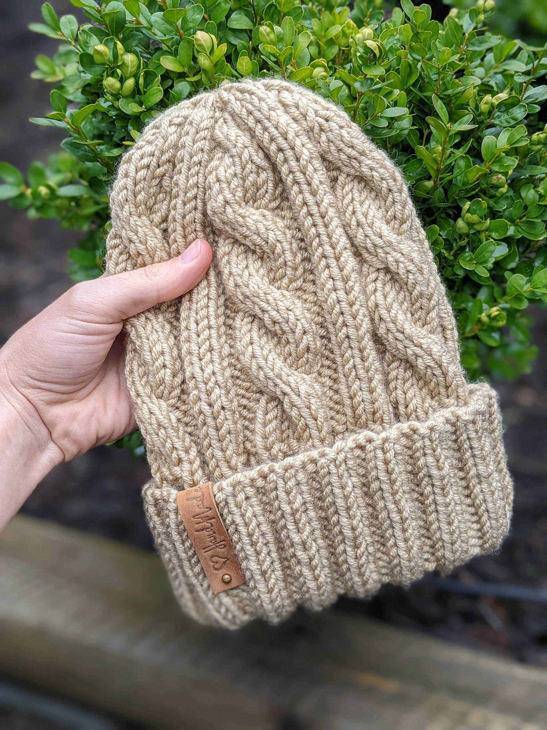 Crème Brûlée Cable Hat Knitting Pattern (Circular Needles) product image (1)