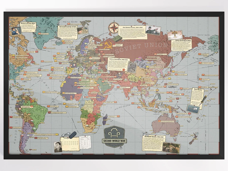 Ultimate WW2 Infographic Map | Framed w/Front Protector (RECOMMENDED) product image (4)