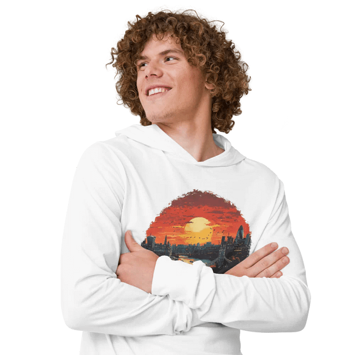 London Sunset Unisex Hooded Tee – Tower Bridge & City Lights product image (2)