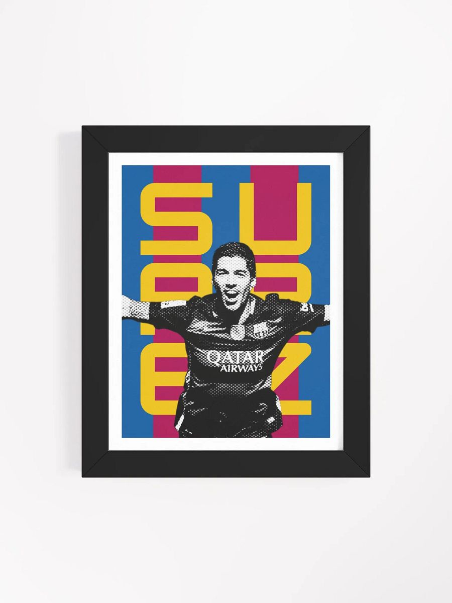 Luis Suárez BW Barcelona Name Art Framed Print product image (3)