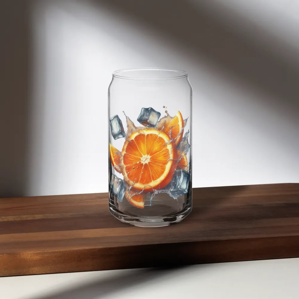 Orange fruit slices floating in the water, water and ice cubes design_02-Can-Shaped Glass product image (5)