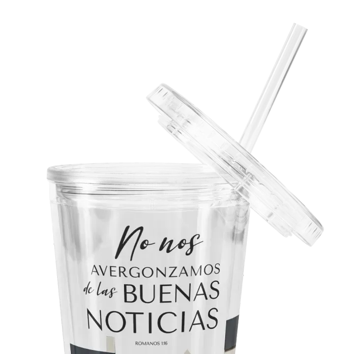 'No Nos Avergonzamos de las Buenas Noticias' Whimsical Town Spanish Tumbler product image (2)