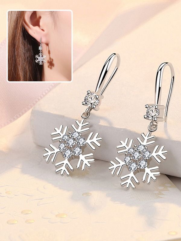 Snowflake Earrings With Rhinestones Fashion Personalized Christmas Earrings For Women Jewelry product image (1)