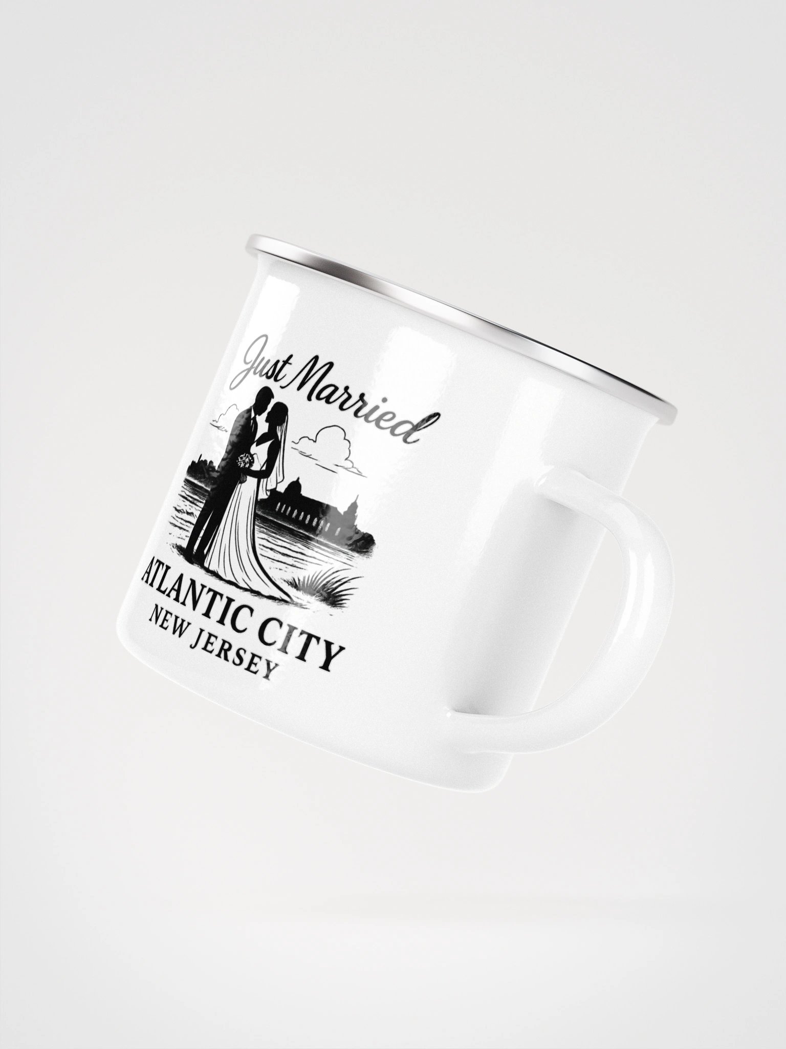 Atlantic City NJ "Just Married" Enamel Wedding Mug product image (3)