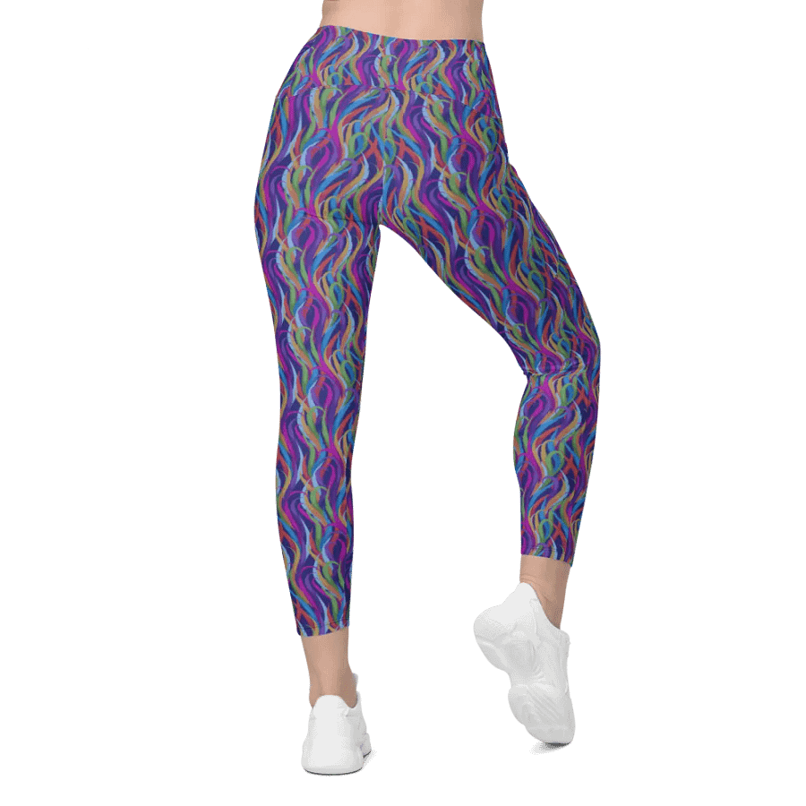 leggings with pockets in modern design with blues, pink and turquoise colors up to 6Xl size product image (1)