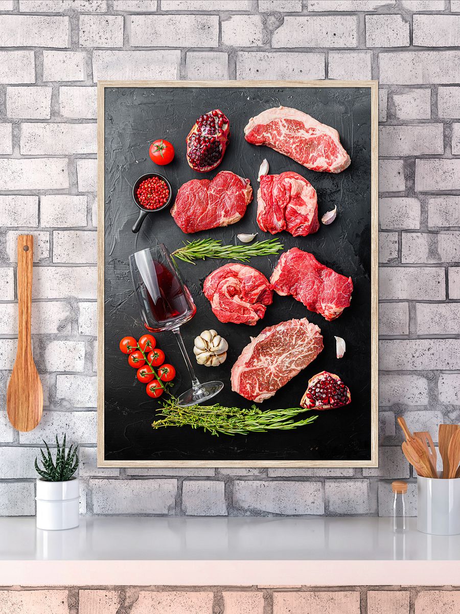 Wine, meat, tomato (Italian, Spanish cuisine) — Food kitchen poster/blackboard, kitchen wall art, aesthetic poster, minimalist poster product image (25)